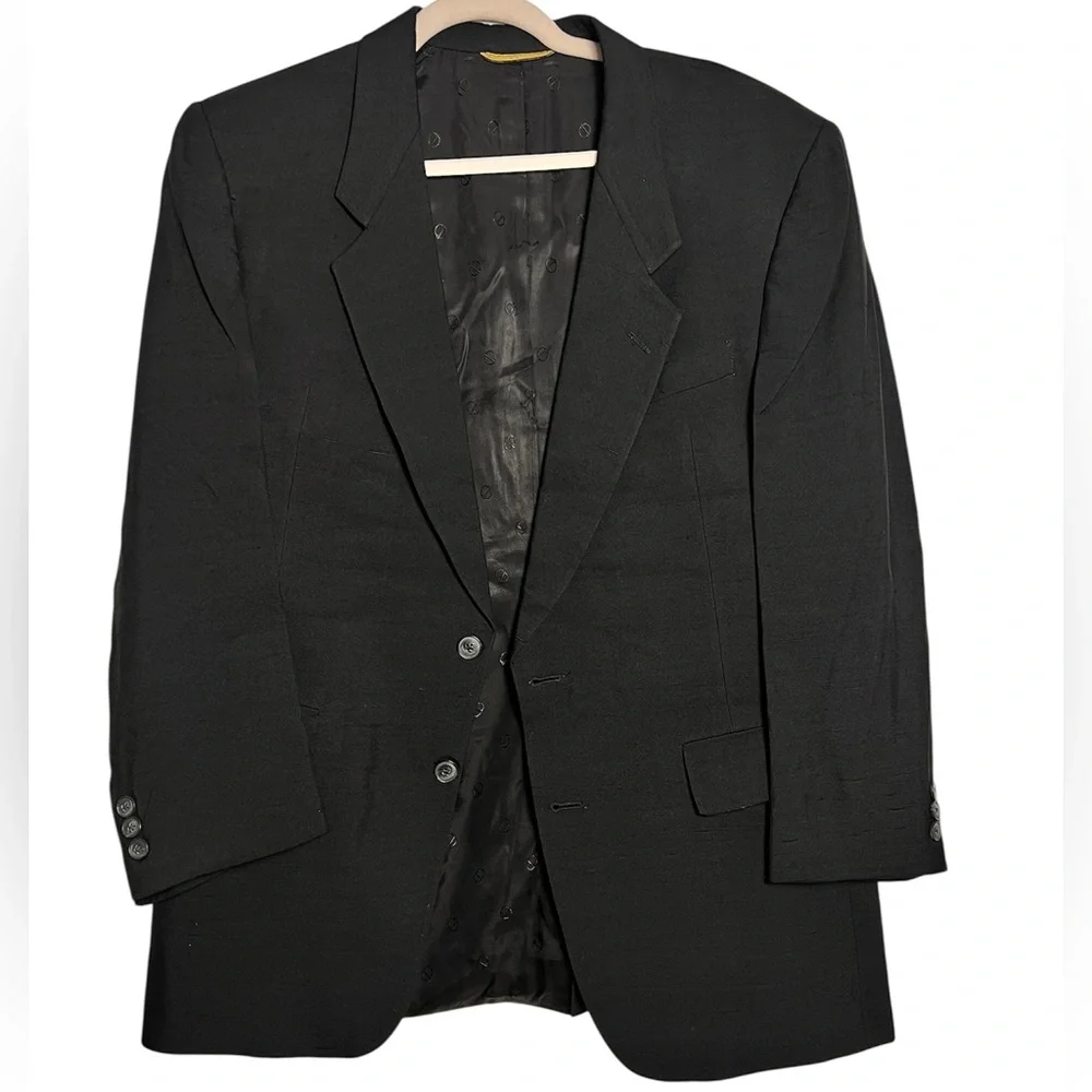 Vintage Christian Dior 100% Silk Blazer Men's‎ 2-Button Black ACTWU USA 80s 90s